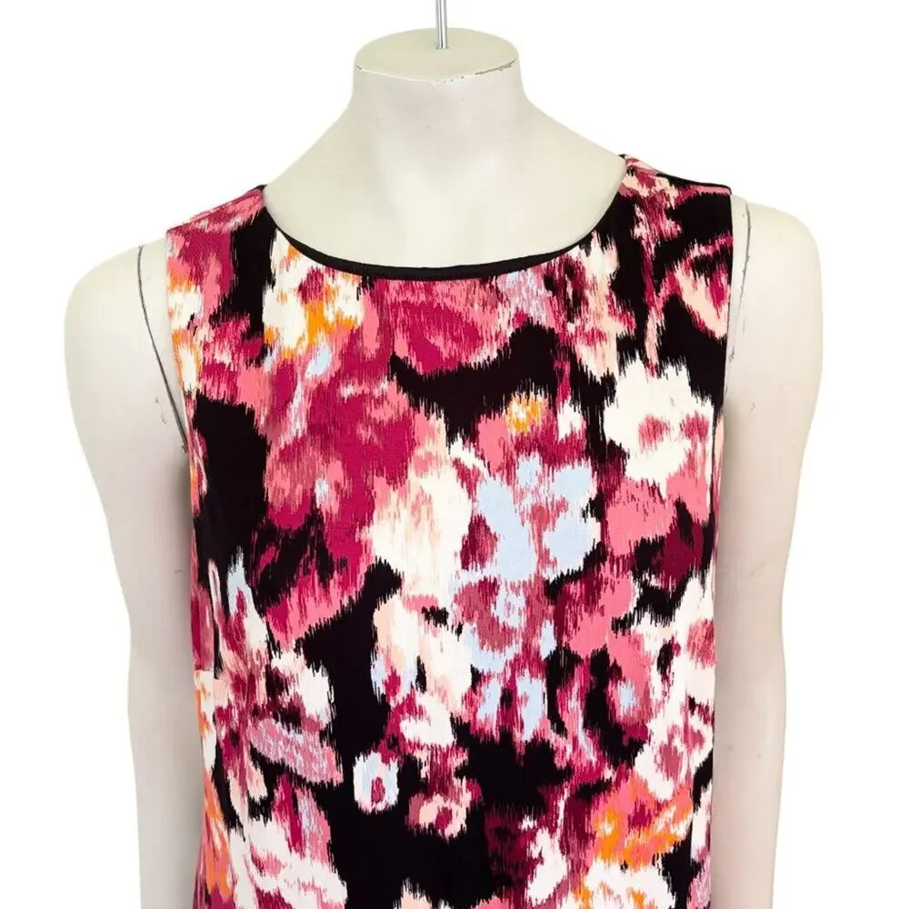 NWT CHICO'S Sleeveless Shift Ponte Dress in Black Florals  SZ 14